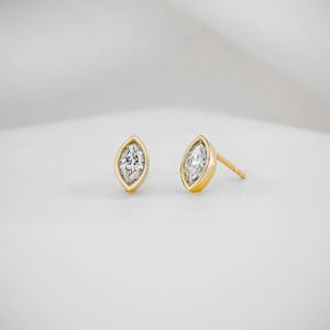 Pendientes de Diamantes Cultivados en Laboratorio con Corte Marquesa y Engaste de Bisel, Oro Sólido de 14K, Certificación IGI, Joyería Minimalista para Fiesta para Mujer - Product Image 5