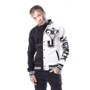 Chaqueta Varsity Personalizada de Lana de Algodón Auténtico con Estampado de Seda Completa, Ropa Cálida A LA Moda de Escuela Secundaria de Béisbol Universitario Vintage - Product Image 1