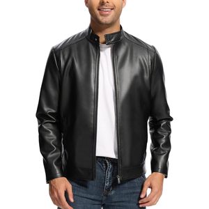 Chaqueta de Cuero Casual para Hombre, Nueva Llegada, Cuero Genuino, Tela de Lona, Cuello Alto, Cierre de Cremallera, Transpirable y Ecológica - Product Image 4