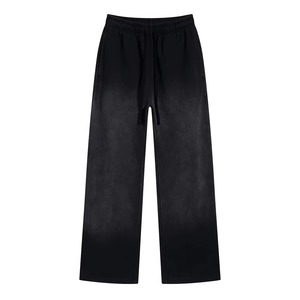 Pantalon de survêtement noir pour homme 100 % coton, coupe droite, taille mi-haute, avec cordon de serrage, poches latérales, respirant, idéal pour l'automne - Product Image 1