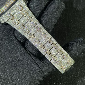 Relojes Clásicos Unisex Hechos a Mano con Diamantes Moissanite VVS1, Correa de Acero Inoxidable, Esfera Analógica Mecánica - Product Image 5