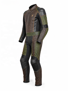 Combinaison de moto en cuir une pièce Adventure |   Adultes en hiver |   Brun olive |   Qualité supérieure |   Conception personnalisée |   Vêtements de course - Product Image 2