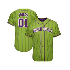 Camiseta de Béisbol Personalizada con Rayas Verdes, Uniforme Profesional con Botones para Hombre, Ropa Deportiva Transpirable de Talla Grande, Venta al por Mayor, OEM, ODM - Product Image 1
