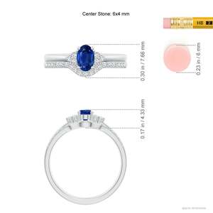 Conjunto nupcial de oro macizo de 14 quilates con zafiro azul ovalado y diamantes, hecho a mano, joyería fina personalizada para boda y compromiso. - Product Image 4