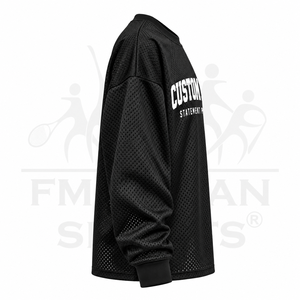 Camiseta Deportiva Personalizada de Manga Larga, Malla Transpirable, Poliéster, Hombros Caídos, Negra, Estilo Urbano, Deportiva - Product Image 3