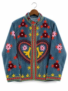 Wholesale MONIT MARKETING Velvet Suzani Embroidered <b>Reversible</b> <b>Jacket</b> | Handmade Traditional Uzbek Style Floral Pattern <b>Jacket</b> | - Product Image 1