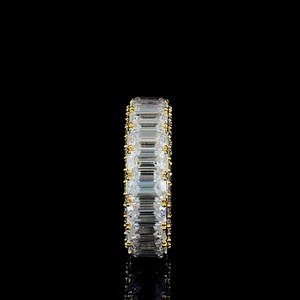 Luxury Emerald Cut Moissanite Full Eternity Band <b>Ring</b> 925 Sterling <b>Silver</b> Gold Plated Unisex <b>Wedding</b> Engagement <b>Ring</b> Sizes 5-12 - Product Image 3