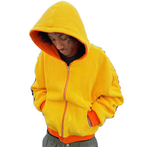 Sweat à capuche zippé pour homme en tissu polaire épais de qualité supérieure, faible MOQ, design côtelé de qualité supérieure, faible MOQ - Product Image 1
