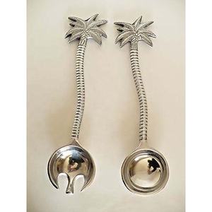 Poli fait à la main Twist Design argent écologique lavable au lave-vaisselle salade service cuillère et fourchette ensemble pour mariage 100 pièces - Product Image 3