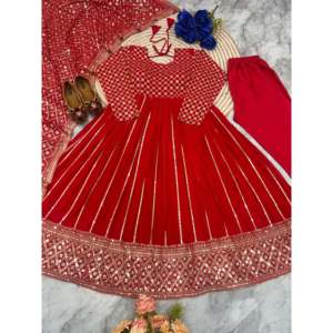 Vêtements et accessoires traditionnels musulmans de créateur Robe Anarkali avec Dupatta pour un look de fête - Product Image 6