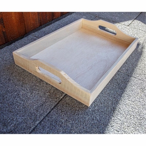 Plateau de service rustique en bois avec poignées, plateau rectangulaire en bois pour aliments, plateau décoratif pour table basse, plateaux pour hôtel et restaurant - Product Image 6