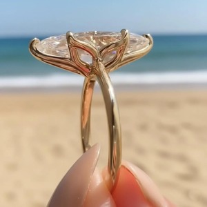 Bague de fiançailles solitaire AFAR JEWELS pour femme, diamant de laboratoire de 5,00 ct, pureté VS1, certifié IGI, taille marquise, or 14 carats, tendance mariage - Product Image 2