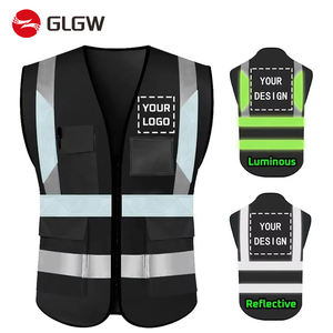 جواكيت عمل للسلامة على الطرق بلون وردي عاكس وجيوب متعددة متعددة مع شعار مجاني ، سترة ملونة بسحاب للتخزين من النوع الخامس - Product Image 6