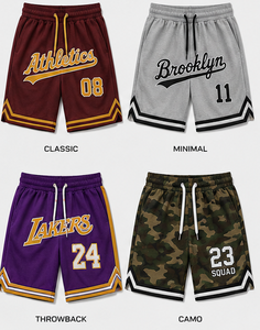 Pantalones Cortos de Béisbol para Hombre, Estilo Casual Urbano, Cintura Elástica con Cordón, Malla Transpirable de Secado Rápido, Rayas Finas, Logotipo Retro del Equipo - Product Image 3