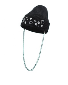 Fashion Rhinestone Beanie chain Hat for Women Knit <b>Winter</b> <b>Cap</b> with Chain Design Stylish Bling Beanie Low MOQ Wholesale Supplier - Product Image 6