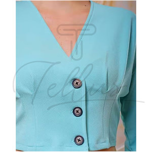 Tops Cortos de Algodón para Mujer, Formales, Sexys, con Cuentas en la Parte Delantera y Logotipo Personalizado al por Mayor - Product Image 3