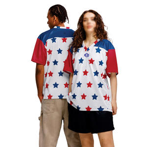 Camiseta de Fútbol Americano Sublimada Personalizada al por Mayor, Unisex, con Estampado de Estrellas, Transpirable, Ropa Deportiva al por Mayor, Servicio OEM - Product Image 2