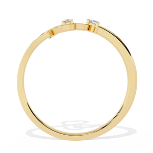 Anillo de Diamantes con Diseño de Corazón Romántico Minimalista, Anillo de Compromiso de Oro Amarillo con Corte Brillante Redondo para Mujer, Joyería con Diamantes Laterales - Product Image 3