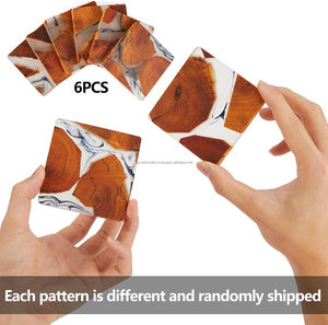 Resin Wood Tea Coasters Eco-Friendly Luxury Design Durable Surface Protection Smooth <b>Edges</b> Stylish for Modern Living Tea Coaster - Product Image 3