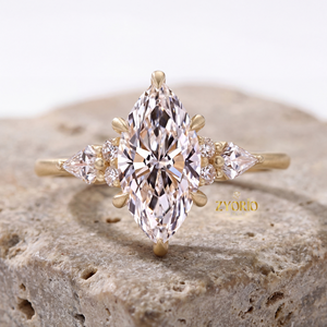 Impresionante Anillo de Compromiso con Diamante Cultivado en Laboratorio, Corte Marquesa, Plata 925, Diseño Elegante, Joyería de Moda para Novia - Product Image 5