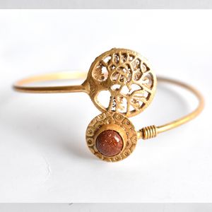 latest trending indian fashionable handmade designer goldplated brass Traditional look stone openable <b>bangle</b> for girls and women - Product Image 1