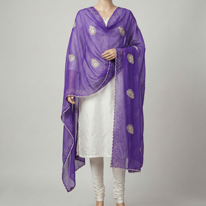 Foulard d'été respirant en polyester et mousseline de soie, brodé de strass, motif floral de luxe, vente en gros, 12 pièces, pour usage quotidien - Product Image 3