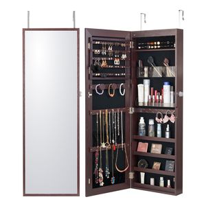 Armadio Portagioielli con Specchio a Figura Intera da 42,52 Pollici, Organizzatore di Gioielli con Specchio a Muro e Chiusura di Sicurezza - Product Image 1