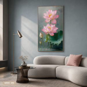 Peinture sur soie traditionnelle de haute qualité, fleur de lotus, peinte à la main, décoration murale, cadre photo, cadeau, fabriqué au Vietnam - Product Image 4