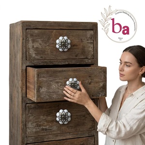 Ba Porcelain Flower Cabinet <b>Knob</b> With Brass Filigree Design Traditional Style For Home Office Drawer Handle - Product Image 3