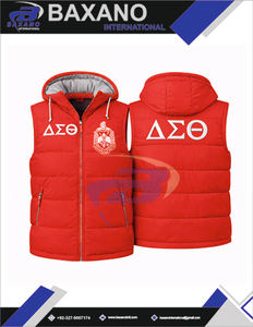 Chaleco Acolchado Delta Sigma Theta DST Sorority, Bordado Personalizado con Letras Griegas, Rojo, con Capucha, Tejido, Impermeable, Cortavientos, para Hombre - Product Image 6