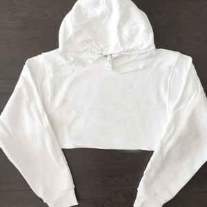 Sudadera con capucha corta de felpa francesa para mujer, talla grande, con cremallera, estilo reestilizado, lisa, para invierno - Product Image 2