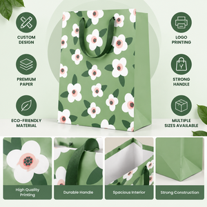 Custom Floral <b>Paper</b> <b>Gift</b> <b>Bag</b> With Handle Luxury Shopping <b>Bag</b> Eco Friendly Packaging <b>Bag</b> For Retail Boutique <b>Gift</b> Wrapping - Product Image 2