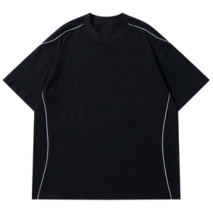 เสื้อคอเต่าผู้ชาย ผ้าถัก พิมพ์ลายด้านหน้า ป้องกันรอยยับ ระบายอากาศได้ดี เป็นมิตรกับสิ่งแวดล้อม แขนสั้น สีพื้น ทรงปกติ - Product Image 2