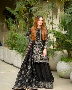 Ensemble Salwar Kameez pour femme, en fausse fourrure épaisse, avec dupatta et pantalon, séchage rapide, toutes saisons, Diwali - Product Image 3