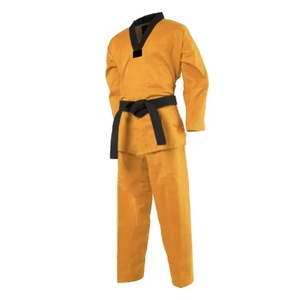 Kimono de judo unisexe pour adulte en coton, manches longues, durable, vêtement d'arts martiaux, coupe classique, logo frontal, en stock - Product Image 1