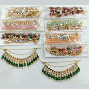Conjunto de joyería fina elegante chapada en oro con espejo y perlas Kanchain - Product Image 1
