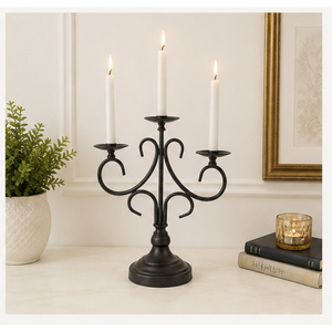 Wholesale 3 Arm Iron <b>Candelabra</b> Matte <b>Black</b> Candle Holder Table Centerpiece Metal Candlestick for Wedding Event Decor Supplies - Product Image 2