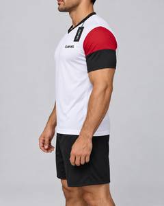 Maillot de football pour hommes, bleu et jaune, impression par sublimation, col en V, manches longues, polyester respirant, pour adolescents et adultes - Product Image 5
