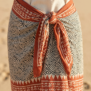 Cotton Beach Sarong for Women Indian Hand Block Print Pareo Scarf Bohemian Cotton Sarong Pareo Indian Handmade Beach Cover Up - Product Image 1