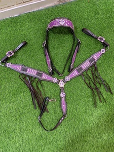 2026 Conjunto de Silla de Montar Western de Cuero Vacuno 100% Hecho a Mano de Alta Calidad, Pintado a Mano, con Cabezada de Una Oreja y Pechopetral con Cuentas A.T - Product Image 1
