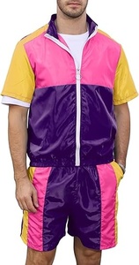 ชุดวอร์มยูนิเซ็กส์สไตล์วินเทจ Y2K สีสันตัดกัน น้ำหนักเบา เสื้อแจ็คเก็ตแขนสั้นพร้อมเชือกผูก กางเกงขาสั้น แห้งเร็ว ผลิตจากโพลีเอสเตอร์ เหมาะสำหรับฤดูใบไม้ผลิ - Product Image 6