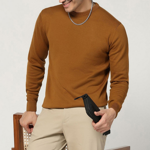 T-shirt décontracté pour homme à col montant, coupe oversize, couleur unie, 100 % coton, écologique, production en gros - Product Image 1