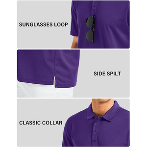Polo de golf moderne à coupe ajustée, tissu extensible respirant et à séchage rapide, col et poignets côtelés, polos de golf - Product Image 4