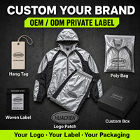 Conjunto de Chándal Personalizado de Marca Privada con Paneles en Contraste Plateados de Nailon para Hombre, Chaqueta y Pantalones Holgados, Fabricante OEM