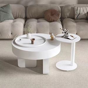 Modern Minimalist Black Round Coffee <b>Table</b> withStorage Compartment and <b>Swivel</b> Extension for Living Room Hotel Apartment - Product Image 6