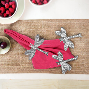 Vente chaude argent libellule en forme de rond de serviette métal cercle serviette boucle table décoration rond de serviette en gros quantité en vrac - Product Image 6