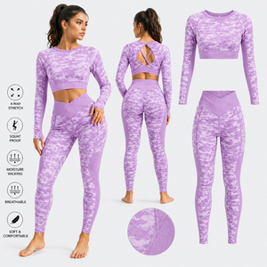 Ensemble de yoga pour femmes de haute qualité : haut à manches longues et leggings taille haute respirants, extensibles et écologiques pour l'entraînement en salle de sport - Product Image 4