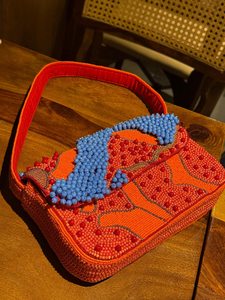 Bolso Rectangular de Poliéster Bordado a Mano con Cuentas de Vidrio, Diseño de Mariposas Coloridas, Artesanía Textil Lavable, ALI FASHION ART - Product Image 1
