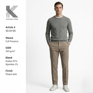 Pantalones Chinos Elásticos para Hombre, Tejido Panamá Completo, 265 GSM, Acabado Suave Color Durazno, Pantalones Casuales Color Caqui, Proveedor OEM - Product Image 3