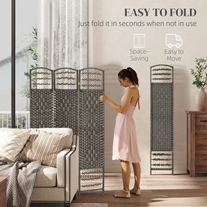 Portable 3-Panel <b>Folding</b> Room Divider Translucent Dark Gray Wave Fiber <b>Screen</b> for Home Office Traditional Design - Product Image 4